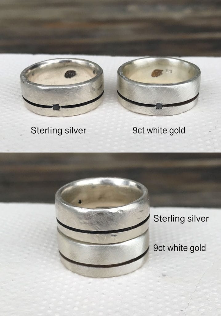 white gold and silver
