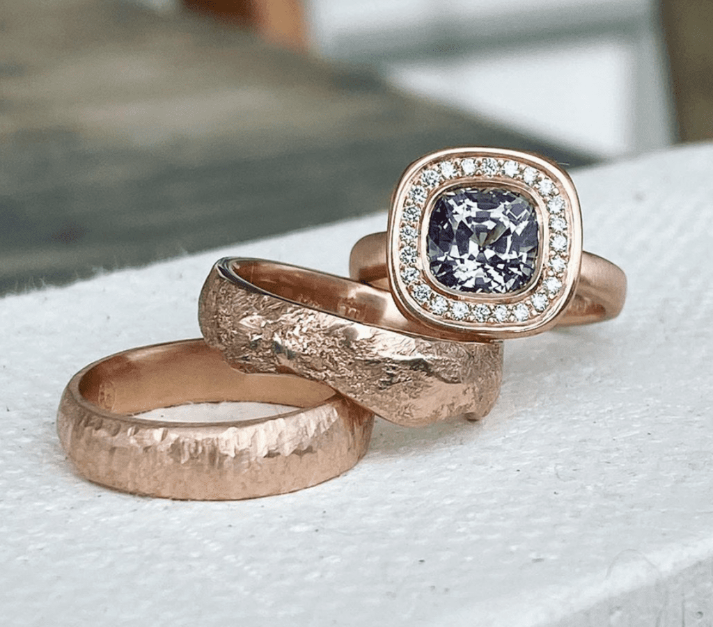 Custom moonstone engagement on sale rings