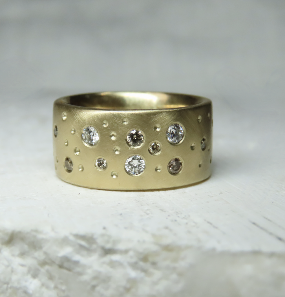 Constellation~ Brushed gold and diamond ring - Debra Fallowfield makes ...